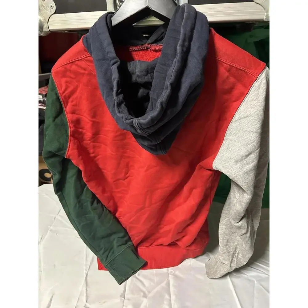 Pillars‎ Colorblock Hoodie Red Green Gray Pullover Logo XS Streetwear